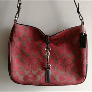 Coach Red & Brown Signature Logo Bag
